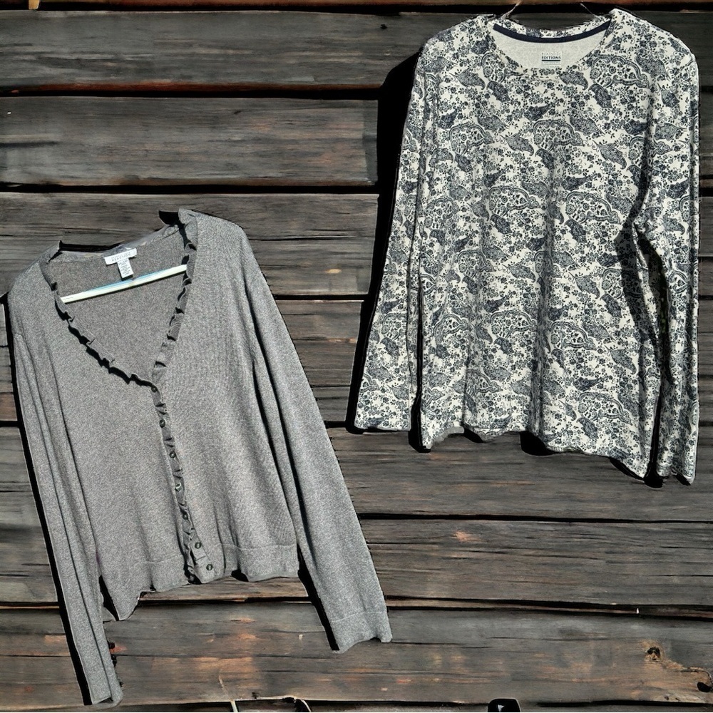 KENNETH COLE~SIZE XXL~CARDIGAN & BASIC EDITIONS~SIZE XXL~LONG SLEEVE  TOP~TC*